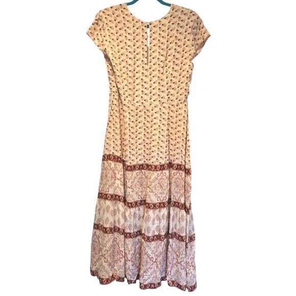 Free People Bella Notte Midi Dress Pink Combo, Boho Cottagecore Prairie | 6 EUC - Picture 6 of 13
